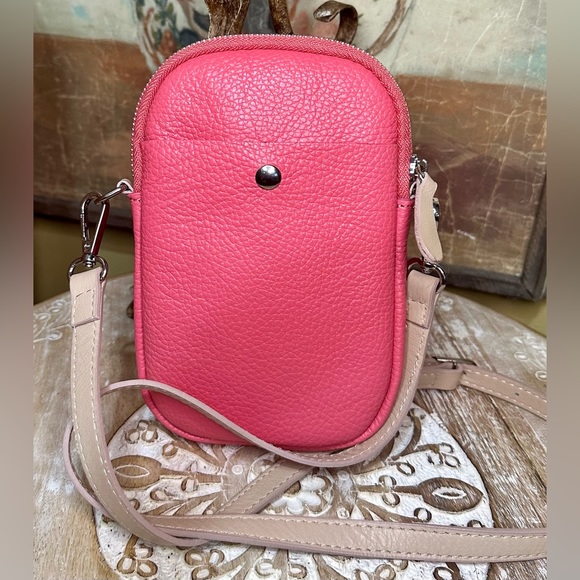 EUC Davinia Firenze Pink Pebbled Italian Leather Small Crossbody - Picture 4 of 9
